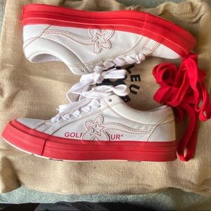 Golf le Fleur White and Red Converse